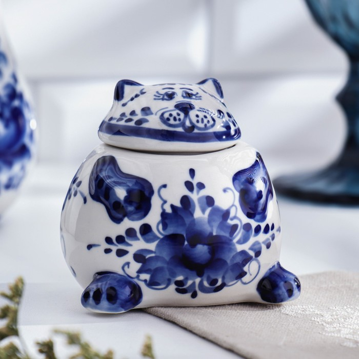 Солонка &laquo;Кот&raquo;, гжель