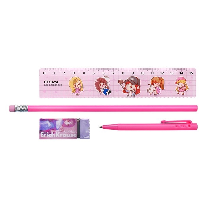 Пенал мягкий 1 отделение, 210 x 80 x 40, Calligrata, с наполнением 4 предмета, Пенал мягкий 1 отделение, 210 x 80 x 40, Calligrata, с наполнением 4 предмета, "Аниме глаза", для девочек