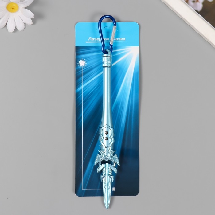 Фонарик свет на карабине  Фонарик свет на карабине "Меч" мигает, 3 режима, ультрафиолет, лазер  2х3х19 см МИКС