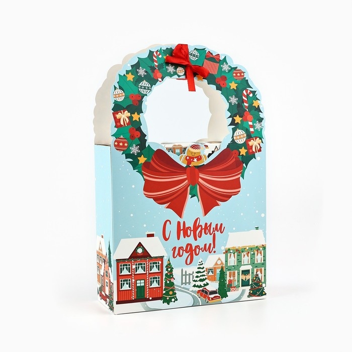 Коробка новогодняя складная «Новогодний город» 18.4 х 30.4 х 7.3 см, Новый год Коробка новогодняя складная «Новогодний город» 18.4 х 30.4 х 7.3 см, Новый год