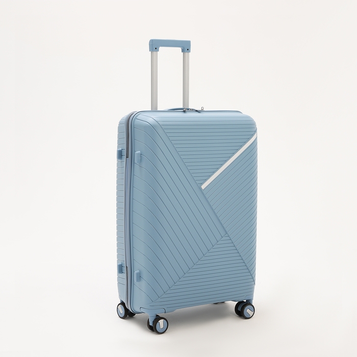 Чемодан большой 100 л (L), отдел на молнии, кодовый замок, 4 колеса, цвет голубой Чемодан большой 100 л (L), отдел на молнии, кодовый замок, 4 колеса, цвет голубой