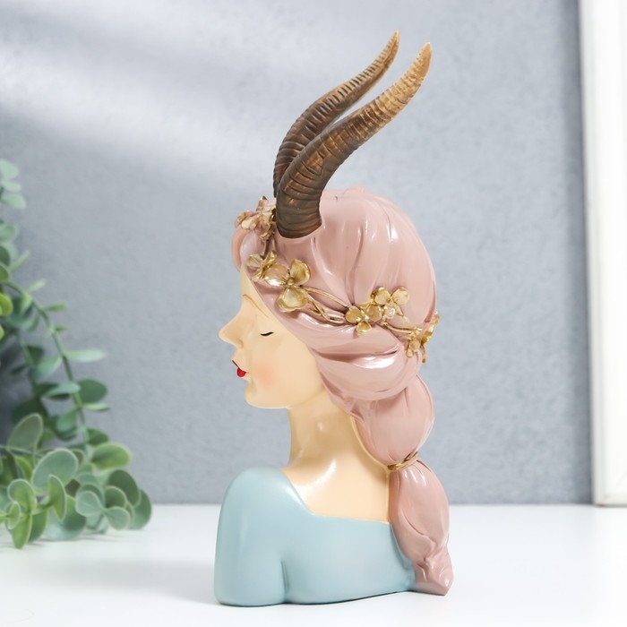 Сувенир полистоун Сувенир полистоун "Девушка с рогами и цветочным венком в волосах" 18х10х7,2 см