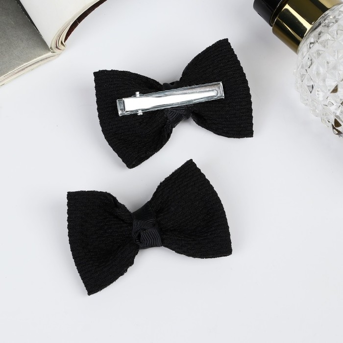 Зажим для волос  Зажим для волос "Школьница" (набор 2 шт) текстура, 6 см, чёрный