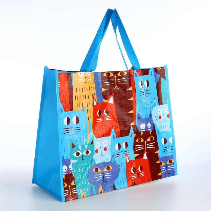 Сумка хозяйственная без застёжки, цвет голубой/разноцветный Сумка хозяйственная без застёжки, цвет голубой/разноцветный