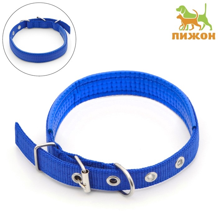 Ошейник Ошейник "Комфорт" комбинированный (полиэстер, искусств. кожа), 45 х 2 см, ОШ 30-39 см, синий