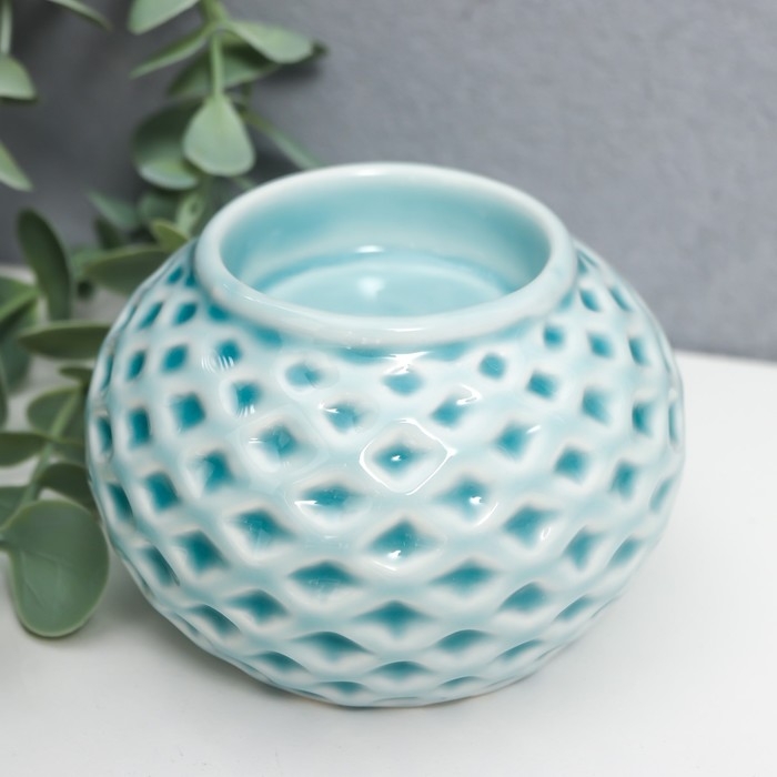 Подсвечник керамика на 1 свечу Подсвечник керамика на 1 свечу "Сетка с ромбами" МИКС 6х8х8 см