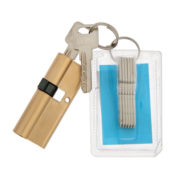 Цилиндровый механизм для китайской двери, 80 мм, латунь, 7 перф. ключей Цилиндровый механизм для китайской двери, 80 мм, латунь, 7 перф. ключей