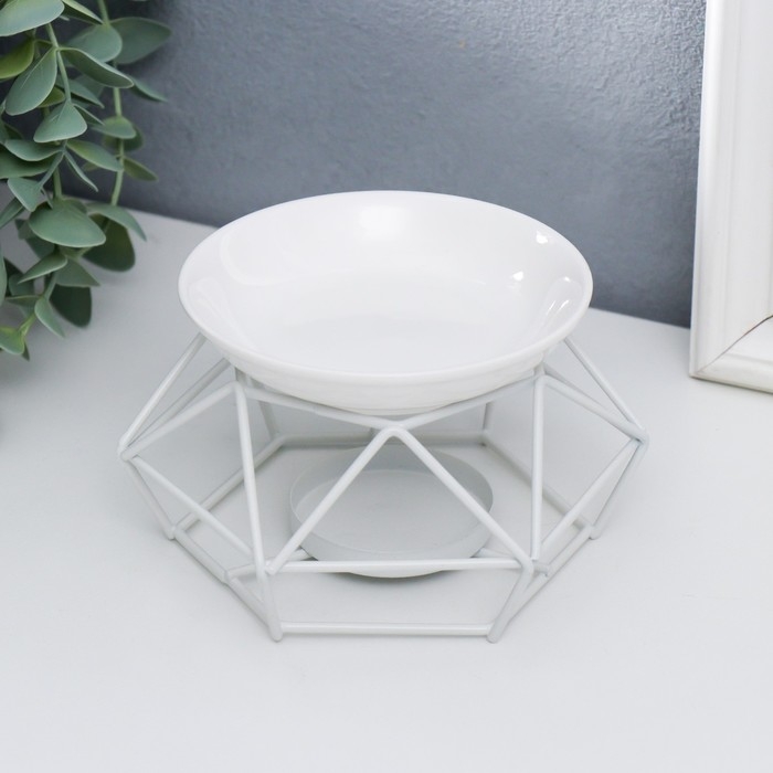 Аромалампа металл, керамика Аромалампа металл, керамика "Геометрия" белый 8х12х12 см