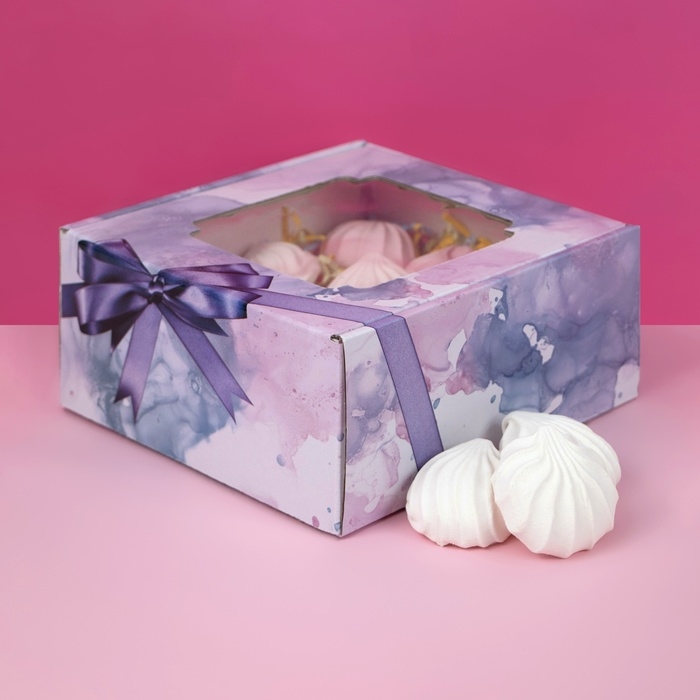 Коробка самосборная, с окном, Коробка самосборная, с окном, "Мелодия" 19 х 19 х 9 см