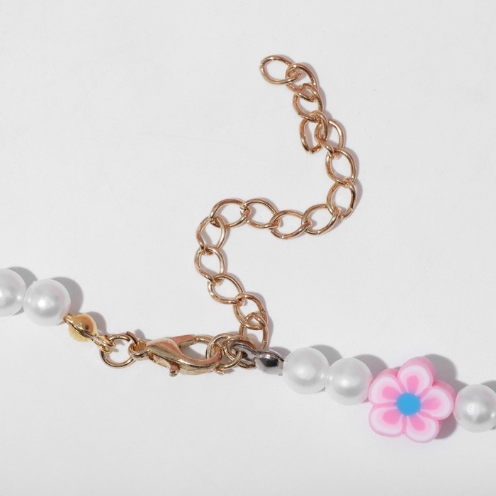 Бусы детские «Выбражулька» бусинки и цветочки, цветные, 38 см с удлинителем