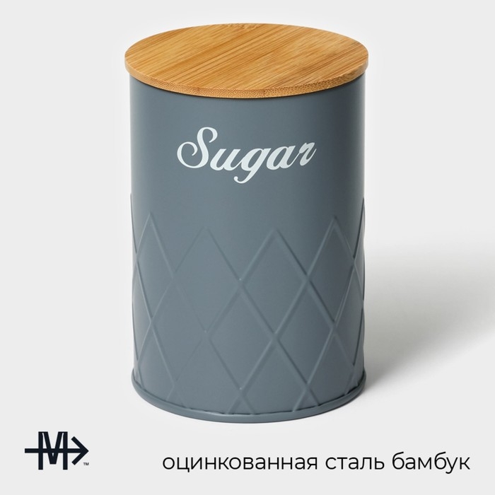 Банка для сахара Magistro Sugar Graphite, 9,5×13,5 см, цвет серый, с бамбуковой крышкой Банка для сахара Magistro Sugar Graphite, 9,5×13,5 см, цвет серый, с бамбуковой крышкой