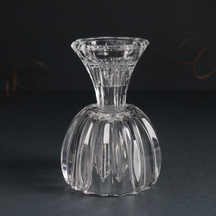 Подсвечник стекло на 1 свечу d=3 см Подсвечник стекло на 1 свечу d=3 см "Перо птицы" прозрачный 8х8х11 см