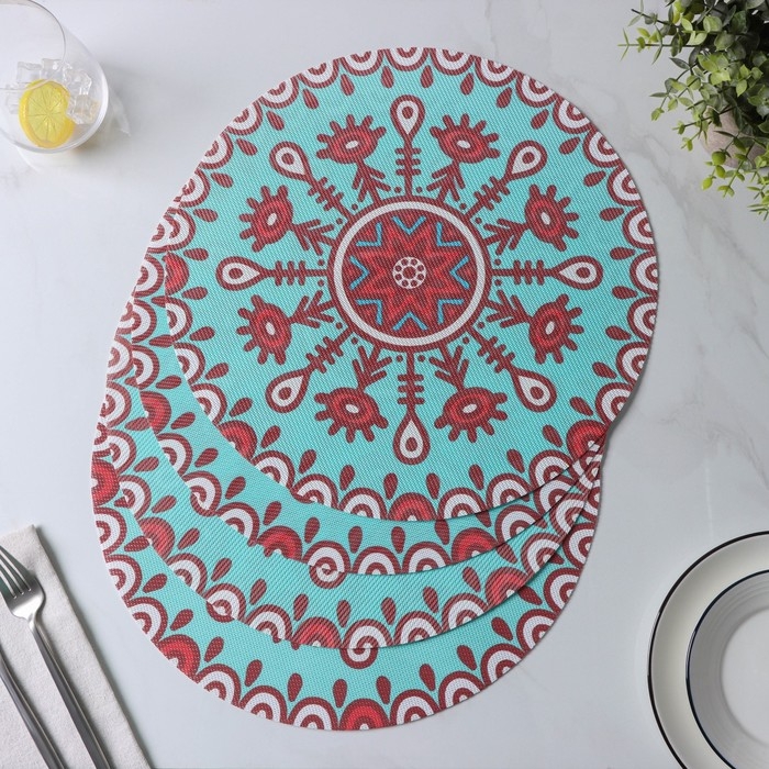 Салфетки сервировочные на стол Доляна «Колли», 4 шт, d=38 см, цвет бирюзовый Салфетки сервировочные на стол Доляна «Колли», 4 шт, d=38 см, цвет бирюзовый