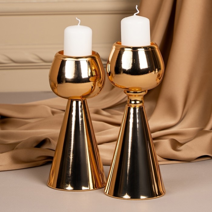 Подсвечник металл на 1 свечу «Гиацинт» цвет золото 8 х 8 х 21 см Подсвечник металл на 1 свечу «Гиацинт» цвет золото 8 х 8 х 21 см