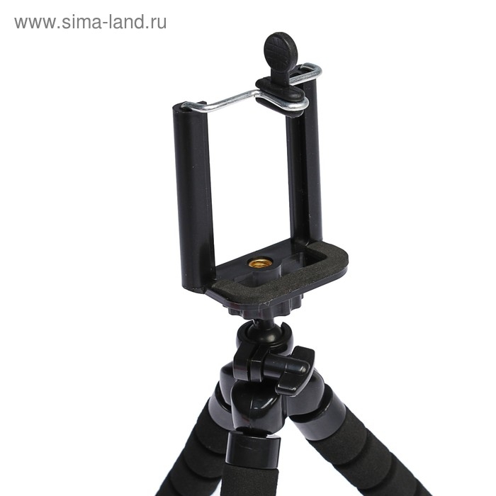 Штатив-тренога Luazon настольный, для телефона шириной до 7 см, гибкие ножки, высота 17 см, чёрный Штатив-тренога Luazon настольный, для телефона шириной до 7 см, гибкие ножки, высота 17 см, чёрный