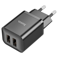 Сетевое зарядное устройство Hoco N25, 2 USB, 2.1 А, чёрное