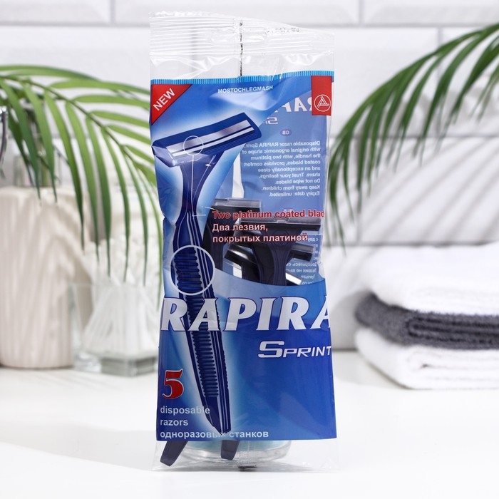 Бритвенные станки одноразовые Rapira Sprint, 2 лезвия, 5 шт Бритвенные станки одноразовые Rapira Sprint, 2 лезвия, 5 шт