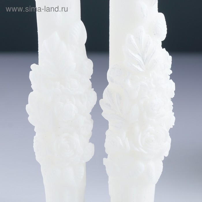 Набор свадебных свечей  Набор свадебных свечей "Романтика с кольцами", белый, родительская пара