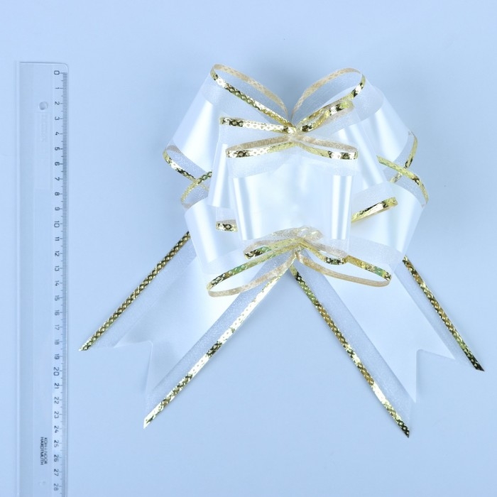 Бант-бабочка №7 Бант-бабочка №7 "Золотая полоса", белый