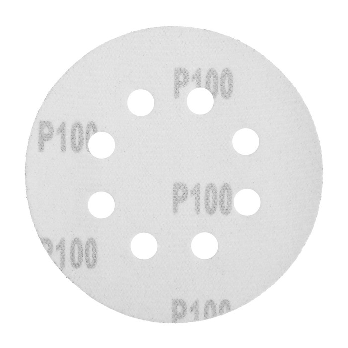 Круг абразивный шлифовальный под "липучку" ТУНДРА, перфорированный, 125 мм, Р100, 10 шт.