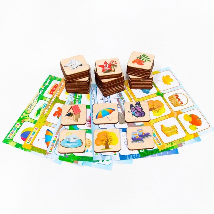 Лото детское «4 времени года» квадратные фишки Лото детское «4 времени года» квадратные фишки