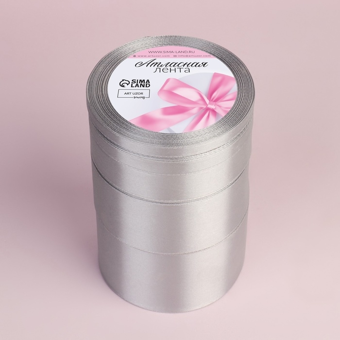 Набор атласных лент, 5 шт, размер лент: 6/10/20/40/50 мм × 23 ± 1 м, цвет светло-серый Набор атласных лент, 5 шт, размер лент: 6/10/20/40/50 мм × 23 ± 1 м, цвет светло-серый