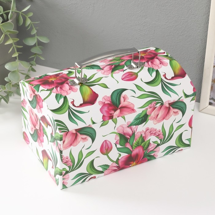 Шкатулка картон сундучок Шкатулка картон сундучок "Яркие цветы" набор 3 шт 26х18х16,5 24х16х14,5 22х14х12,7 см