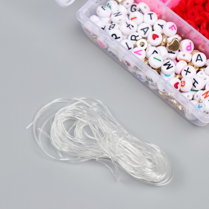 Бусины в шкатулке Бусины в шкатулке "Красные" нить 0,8 мм 5 м 12х8,4х2,2 см