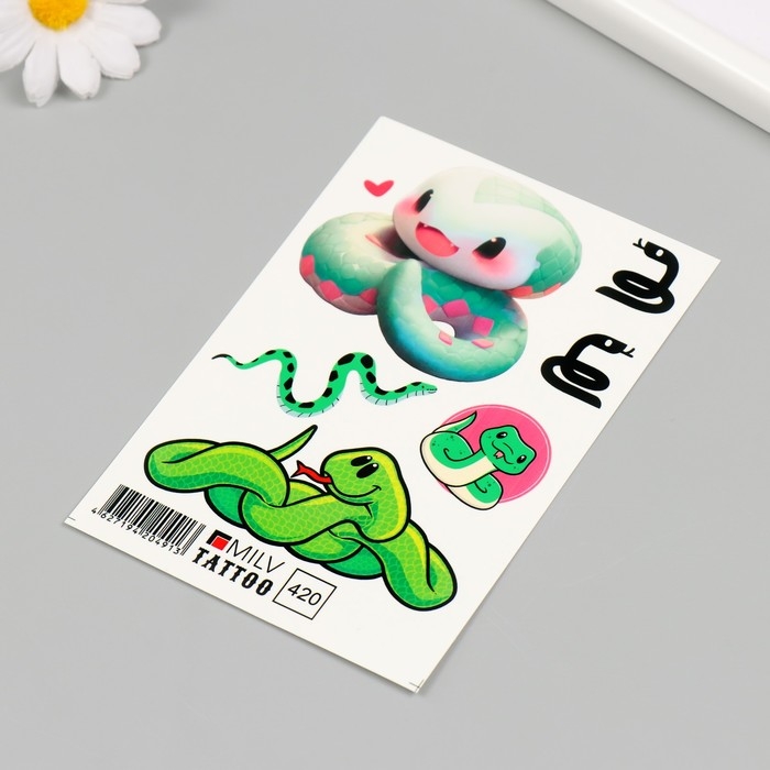 Новогодня татуировка на тело Новогодня татуировка на тело "Змейки" 10х15 см