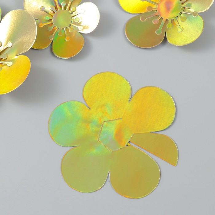 Наклейка бумага Наклейка бумага "Цветок. Золотая голография" набор 6 шт 13х12,3х0,6 см