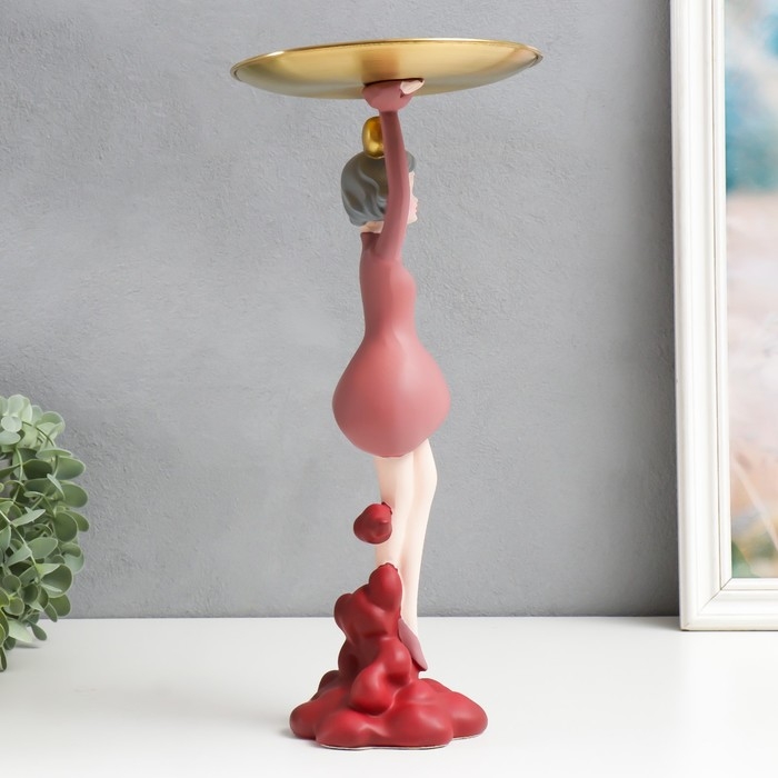 Сувенир полистоун подставка  Сувенир полистоун подставка "Девушка ушки мишки, сердца" розовый 36х17х17 см