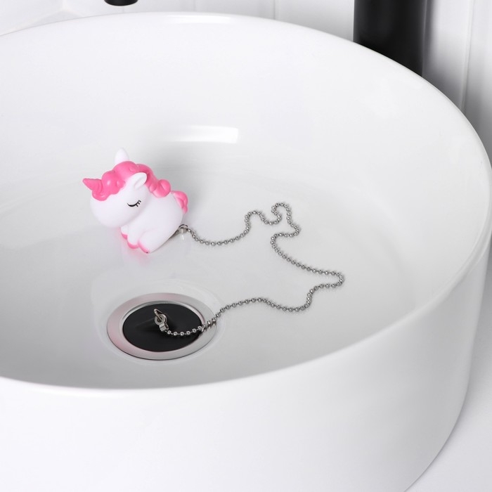 Пробка для ванны с игрушкой «Единорог», диаметр: верх 5,1 см, низ 4,6 см, цвет белый Пробка для ванны с игрушкой «Единорог», диаметр: верх 5,1 см, низ 4,6 см, цвет белый