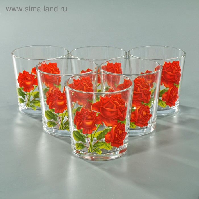 Набор стаканов для коктейля «Букеты», 210 мл, 6 шт, рисунок МИКС Набор стаканов для коктейля «Букеты», 210 мл, 6 шт, рисунок МИКС