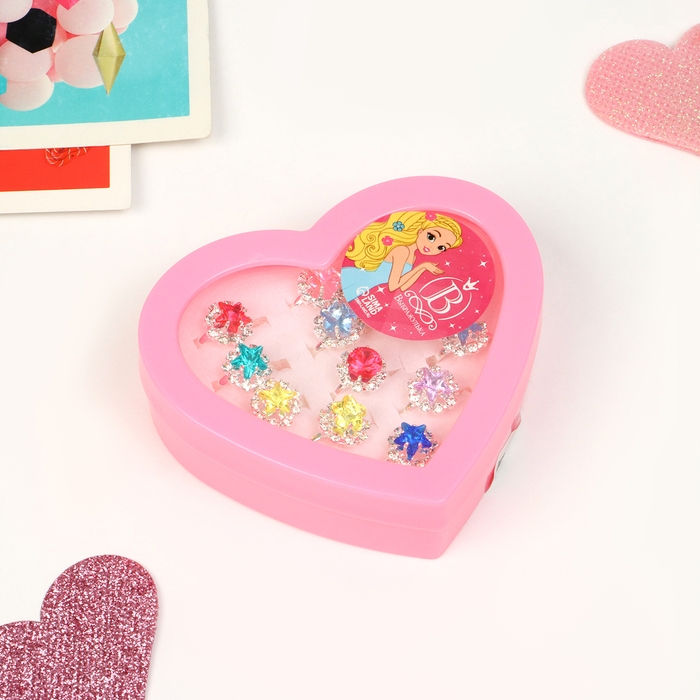 Кольца детские набор 12шт «Выбражулька» геометрия, цвет МИКС, форма МИКС в серебре, б-р Кольца детские набор 12шт «Выбражулька» геометрия, цвет МИКС, форма МИКС в серебре, б-р