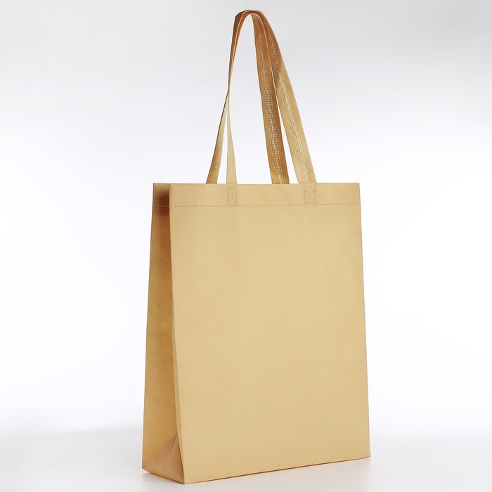 Шопер (пакет), 42х10х30 см, однотонный, без подклада, бежевый Шопер (пакет), 42х10х30 см, однотонный, без подклада, бежевый