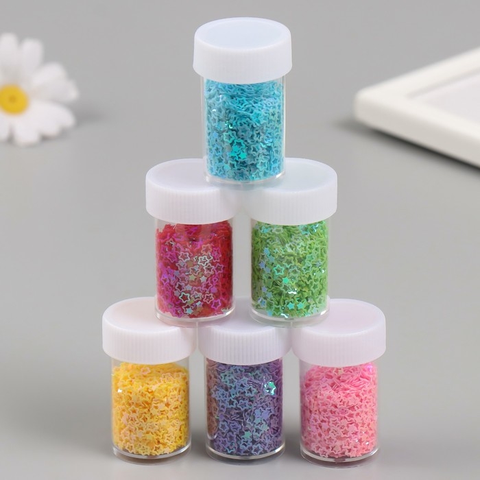 Блестки в баночке  Блестки в баночке "Звёздочки" 12 шт, цв. МИКС