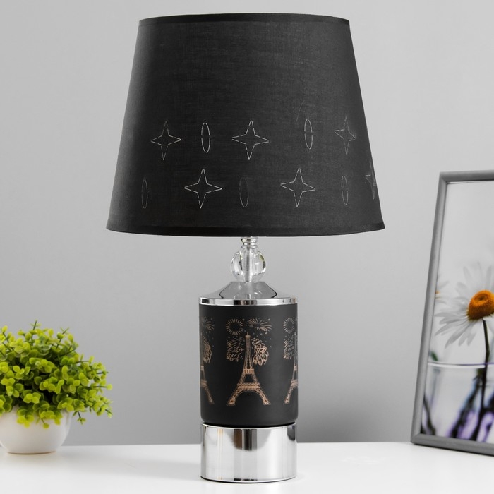 Настольная лампа Настольная лампа "Малия" Е27 40Вт черно-хромовый 28х28х46 см RISALUX