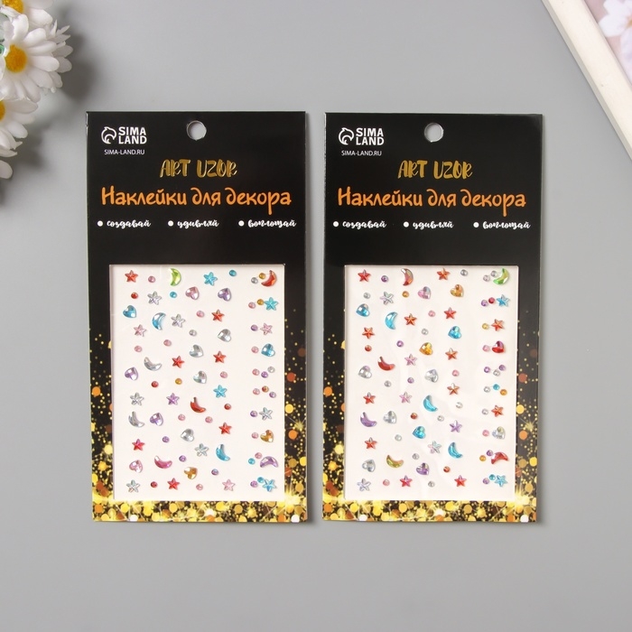 Наклейка пластик стразы Наклейка пластик стразы "Россыпь" цветная 11х7,8 см