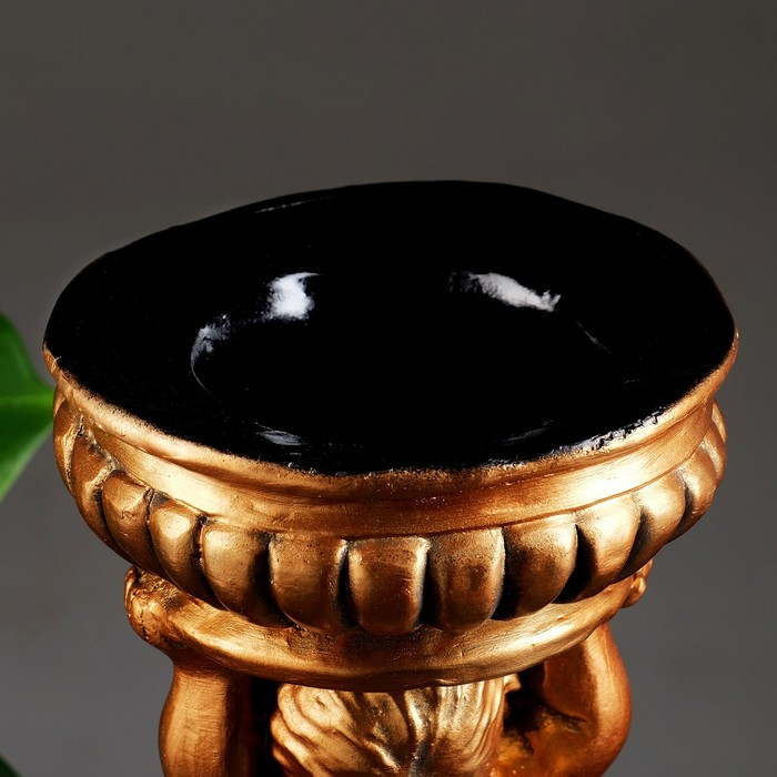 Фигурное кашпо Фигурное кашпо "Ангел с чашей на голове" бронза 0,6 л / 19х40х19см