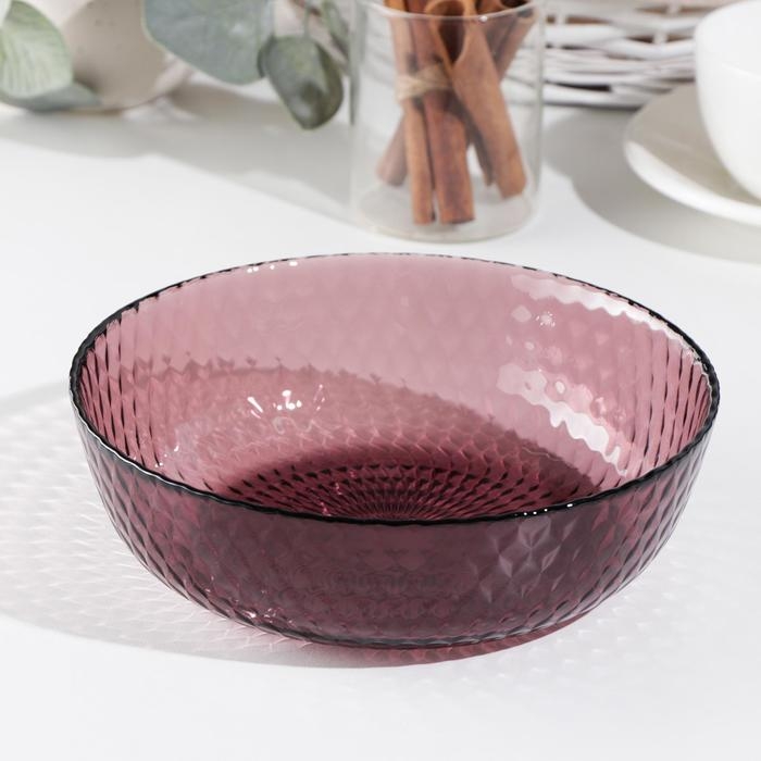 Тарелка глубокая стеклянная «Идиллия», d=18 см, цвет лилак Тарелка глубокая стеклянная «Идиллия», d=18 см, цвет лилак