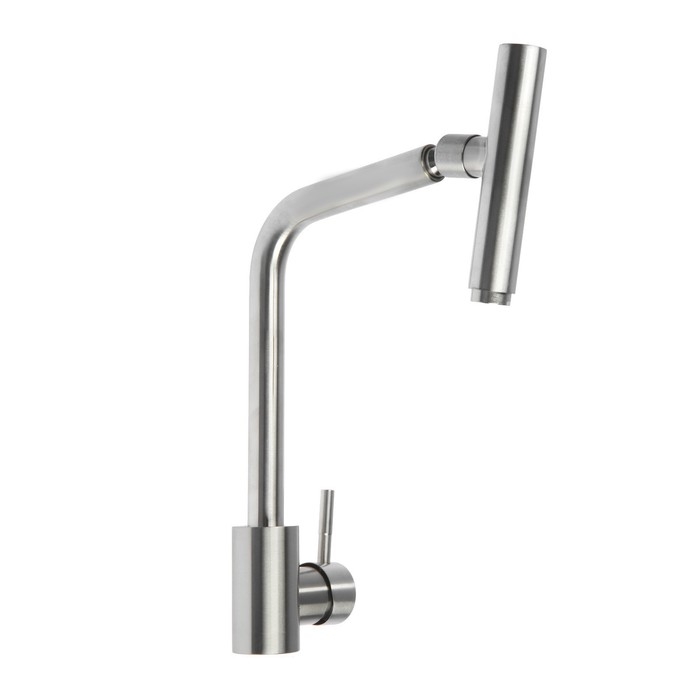 Смеситель для кухни ZEIN ZS-1, Смеситель для кухни ZEIN ZS-1, "микрофон", картридж 35 мм, нержавеющая сталь, сатин