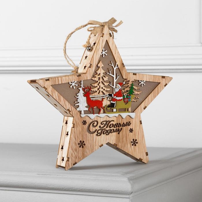 Светодиодная фигура «Дед Мороз в санях» 22 × 22 × 4 см, дерево, батарейки АААх2 (не в комплекте), свечение тёплое белое Светодиодная фигура «Дед Мороз в санях» 22 × 22 × 4 см, дерево, батарейки АААх2 (не в комплекте), свечение тёплое белое