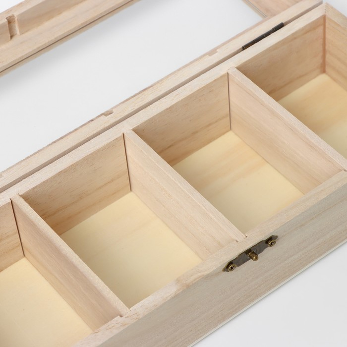 Ящик для хранения чайных пакетиков Доляна «Ахмадабад», 4 ячейки, 25×9,5×6,5 см Ящик для хранения чайных пакетиков Доляна «Ахмадабад», 4 ячейки, 25×9,5×6,5 см