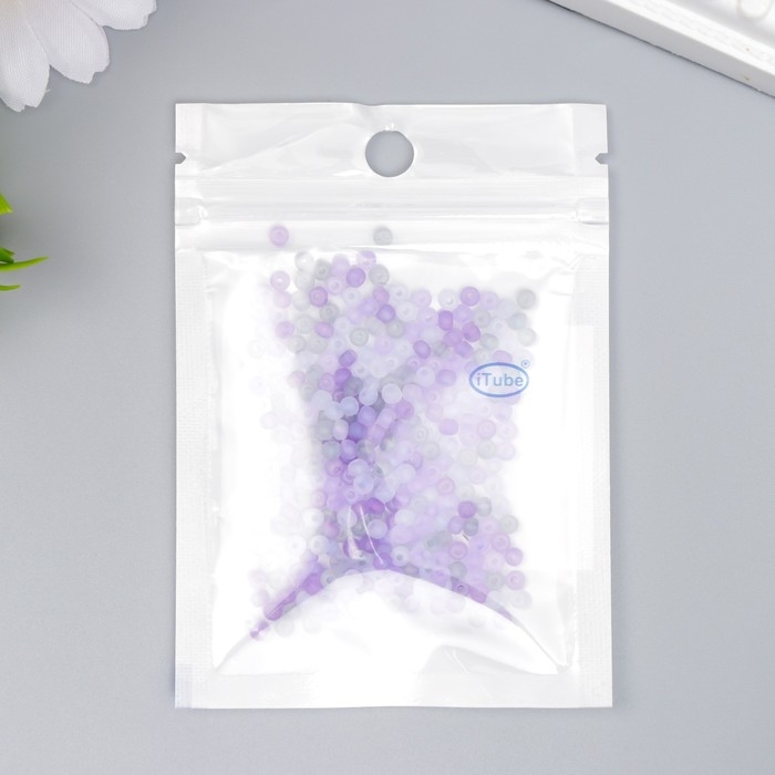 Бисер стекло 8/0  Бисер стекло 8/0 "Матовый полупрозрачный. Меланж серо-фиолетовый" 10 гр