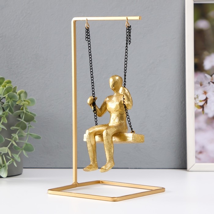 Сувенир полистоун  Сувенир полистоун "Мыслитель" золото 26х13х13 см
