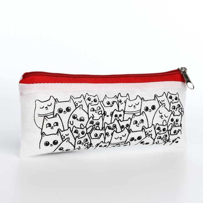 Пенал под раскраску  Пенал под раскраску "Котики", цвет красный