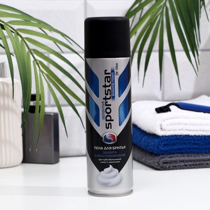 Пена для бритья Sport Star, Sensitive, для чувствительной кожи, с ментолом, 200 мл Пена для бритья Sport Star, Sensitive, для чувствительной кожи, с ментолом, 200 мл