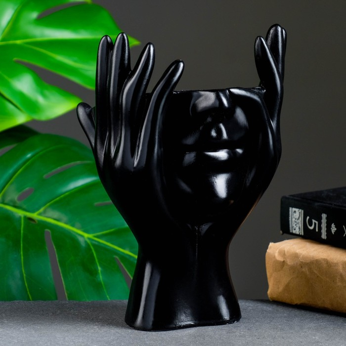 Кашпо - органайзер  Кашпо - органайзер "Мечты в руках" черный, 13х20,5х13,5см