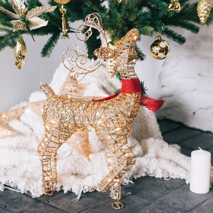 Светодиодная фигура «Олень золотистый» 40 × 60 × 18 см, металл, 220 В, свечение тёплое белое Светодиодная фигура «Олень золотистый» 40 × 60 × 18 см, металл, 220 В, свечение тёплое белое