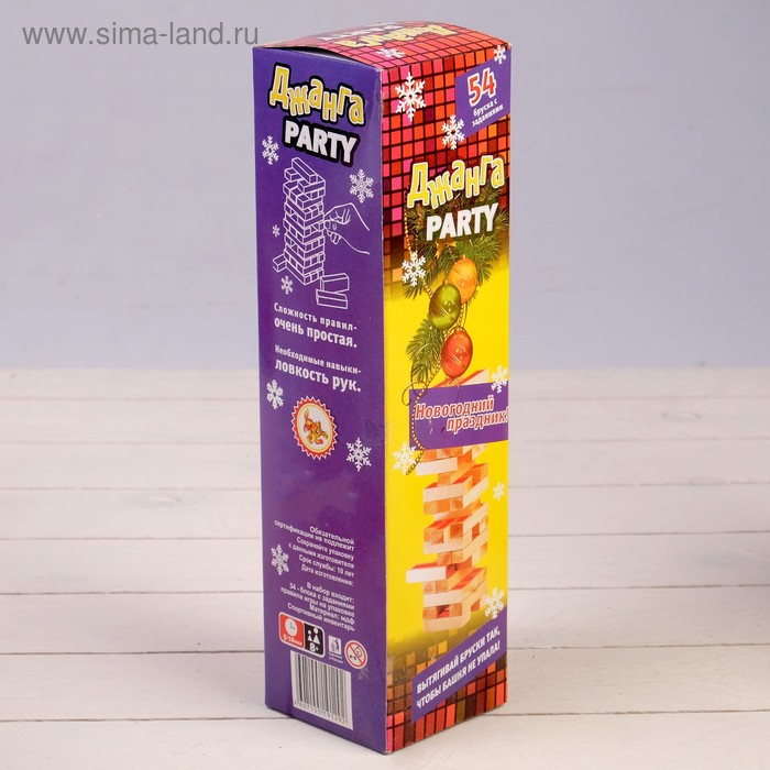 Падающая башня дженга, настольная игра   Падающая башня дженга, настольная игра  "Дженга пати", с заданиями, 54 бруска, 30 х 8 см